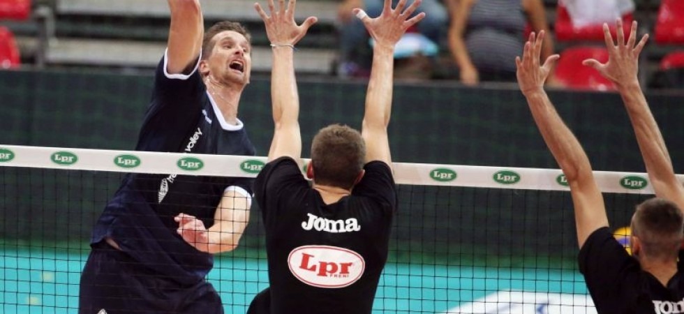 Un attacco di Jan Stokr, prova convincente della Trentino Volley